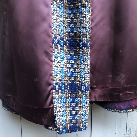 Vintage Thalhimers French Salon plaid tweed & fur collar long coat (price firm) - Picture 10 of 14